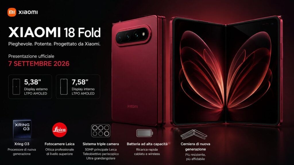 Xiaomi 18 Fold è ufficiale: debutto il 7 settembre con Xring O3 e formato più largo 2 xiaomi 18 fold ufficiale 7 settembre xring o3