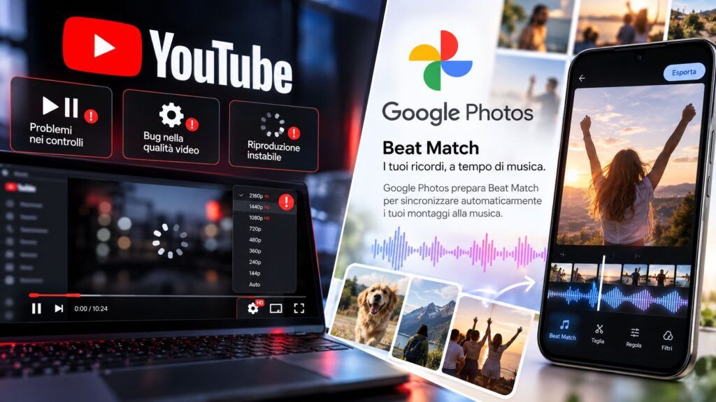 youtube bug controlli bassa risoluzione google photos beat match