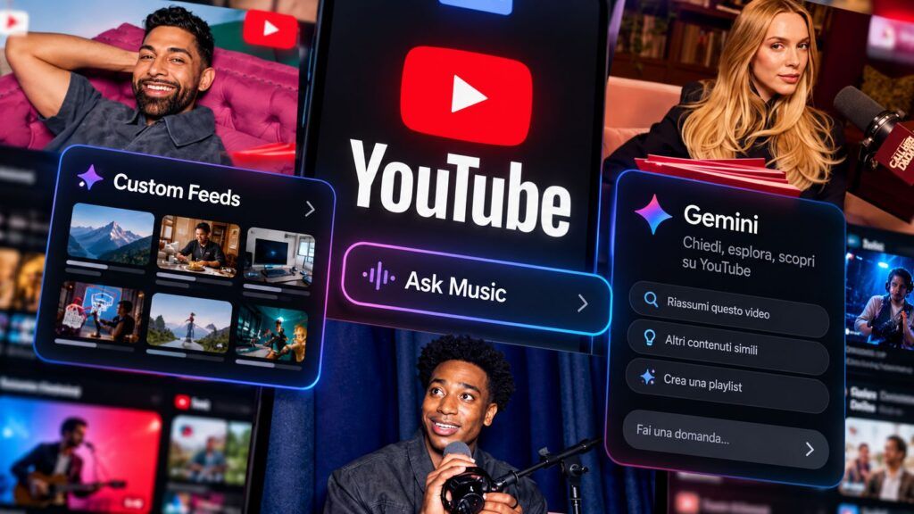 YouTube mette Gemini nell'algoritmo: feed, musica e creator diventano conversazionali 2 youtube gemini custom feeds ask music creator