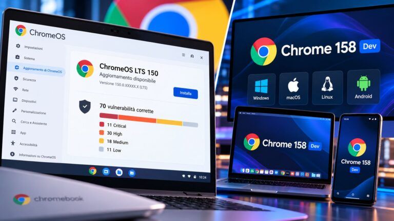 Aggiornamenti ChromeOS e Chrome 158 Dev