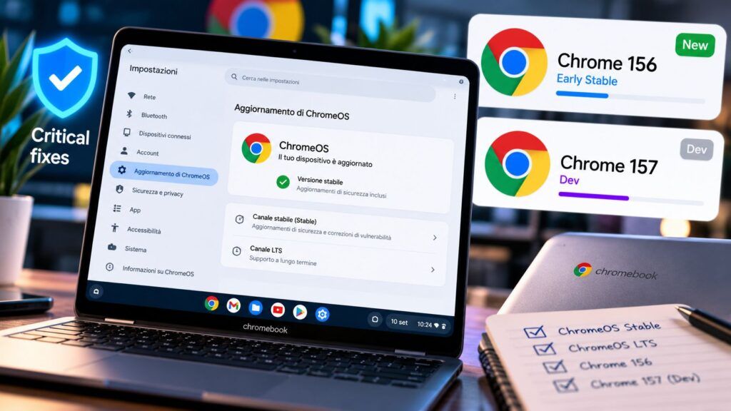 ChromeOS corregge falle Critical: Chrome 156 accelera verso Stable 2 Aggiornamento ChromeOS in primo piano