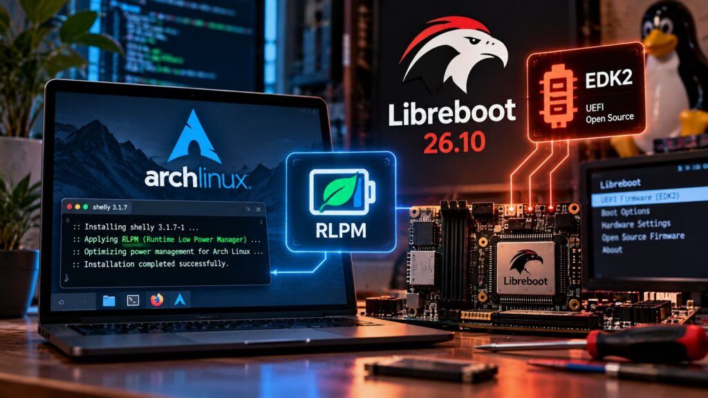 Shelly 3.1.7 aggiunge RLPM, Libreboot 26.10 porta UEFI open source 2 Aggiornamento Linux e Firmware Open Source