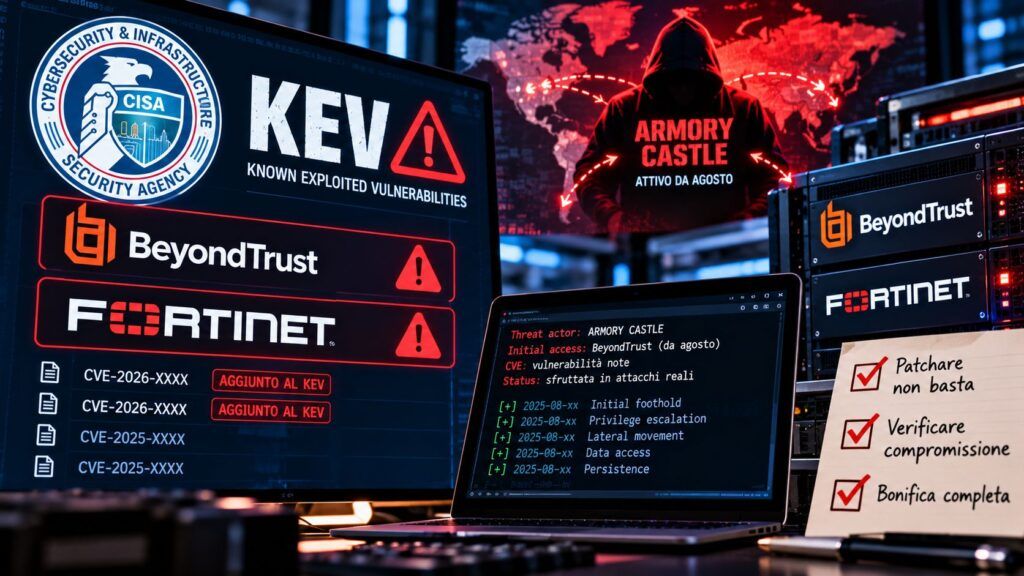 BeyondTrust e Fortinet nel KEV: CISA ordina patch e bonifica immediata 2 Allerta KEV minacce cyber sotto osservazione