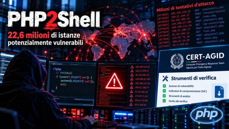 Allerta PHP2Shell milioni di istanze vulnerabili