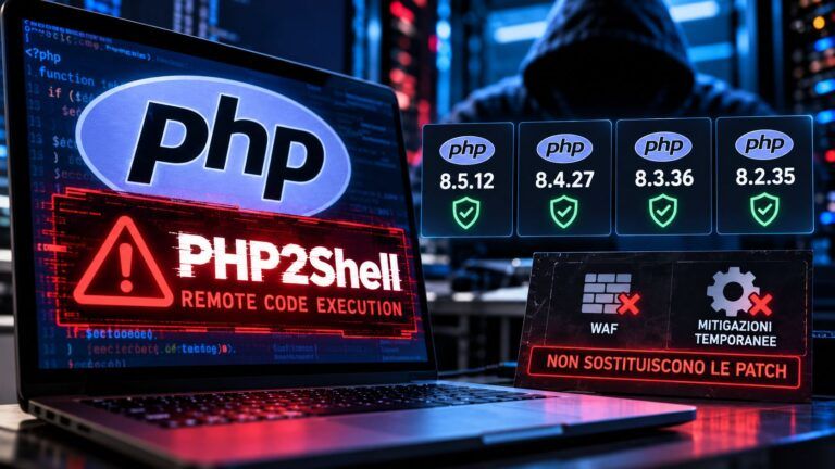 Allerta PHP2Shell minaccia RCE e patch sicure