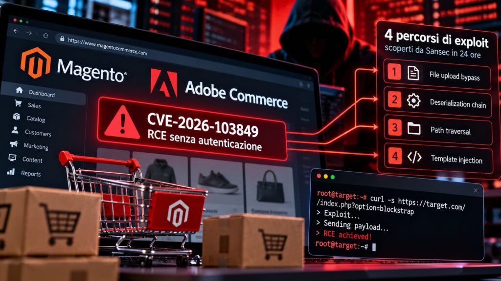 BlockStrap buca Magento: RCE senza login, CVSS 10 e patch manuale 2 Allerta critica Magento quattro percorsi dexploit