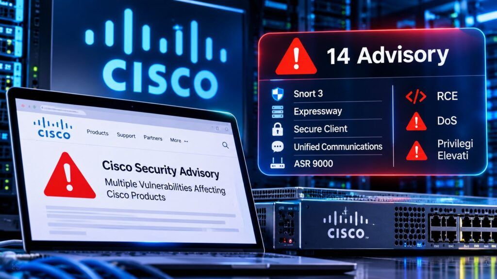 Cisco corregge Snort 3 ed Expressway: RCE, DoS e nuove patch di sicurezza 2 Allerta vulnerabilita Cisco nei prodotti di rete