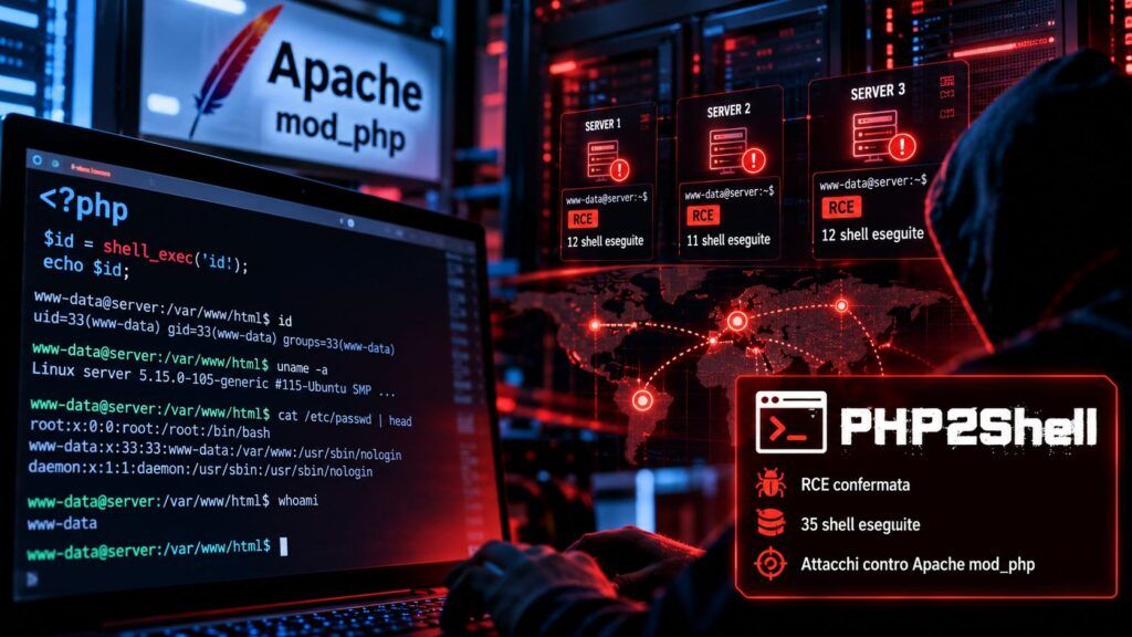 PHP2Shell, attacchi riusciti: 35 shell eseguite su tre server PHP 2 Attacco PHP2Shell ai server Apache