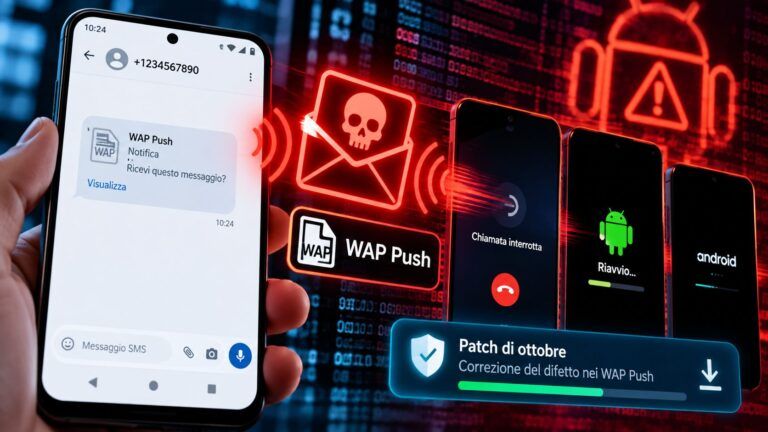 Attacco WAP Push smartphone in allarme