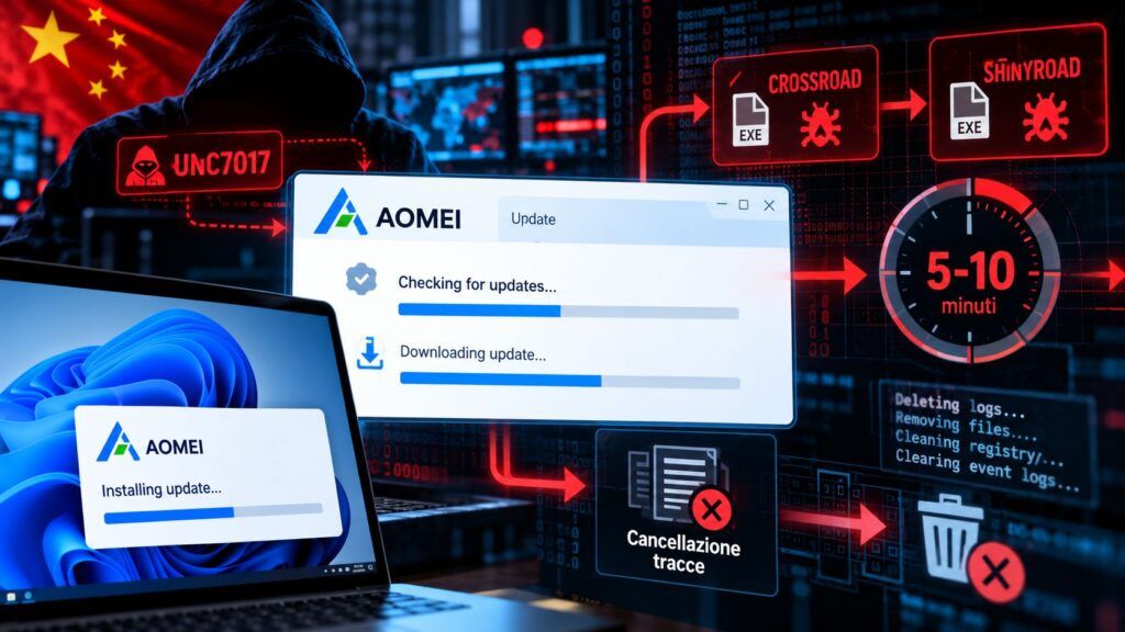 UNC7017 colpisce AOMEI: supply chain attiva per soli cinque minuti 2 Attacco supply chain informatico