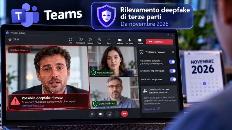 Avviso deepfake durante una riunione Teams