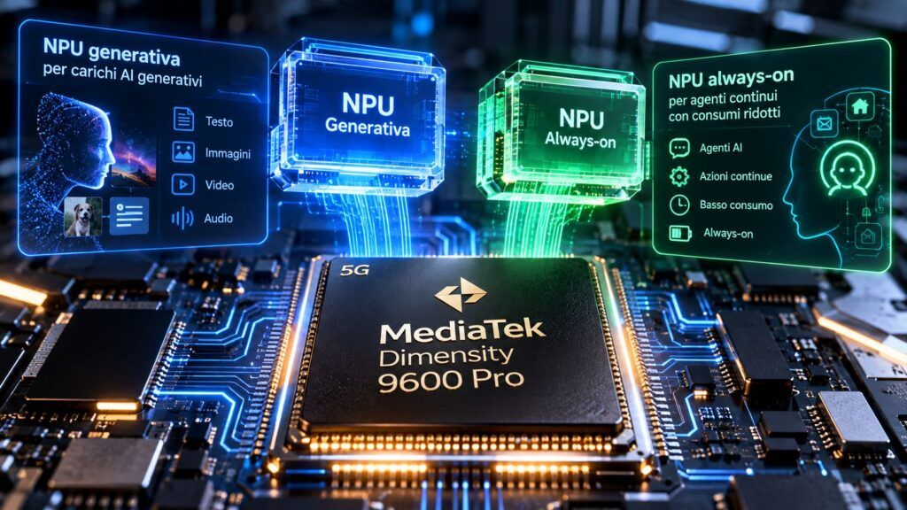 Dimensity 9600 Pro separa l’AI always-on con una seconda NPU 2 Chip MediaTek e NPU intelligenti