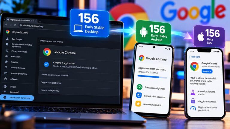 Chrome 156 aggiornamenti su ogni dispositivo