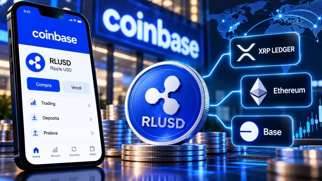 Coinbase integra RLUSD tra le reti crypto