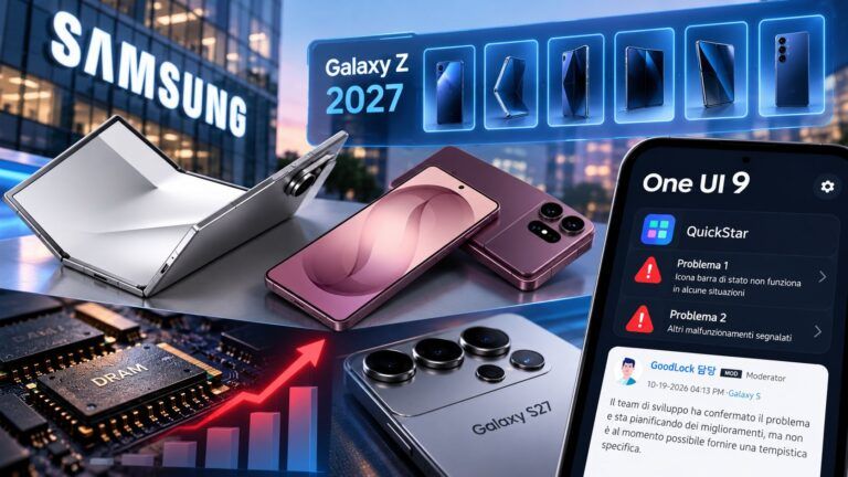 Collage tecnologico Samsung Galaxy Z 2027