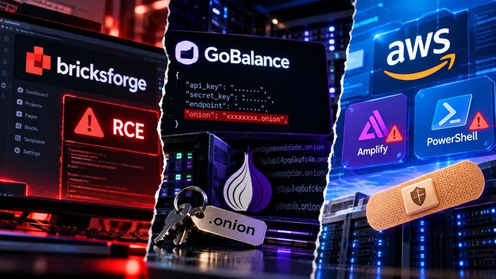Bricksforge sotto attacco, GoBalance espone chiavi .onion e AWS corregge due falle 2 Composito Sicurezza Cyber RCE Tor e AWS