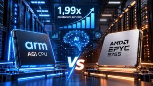 Arm AGI CPU sfida AMD EPYC: quasi il doppio per rack, ma il dato è modellato 3 Arm AGI CPU sfida AMD EPYC: quasi il doppio per rack, ma il dato è modellato