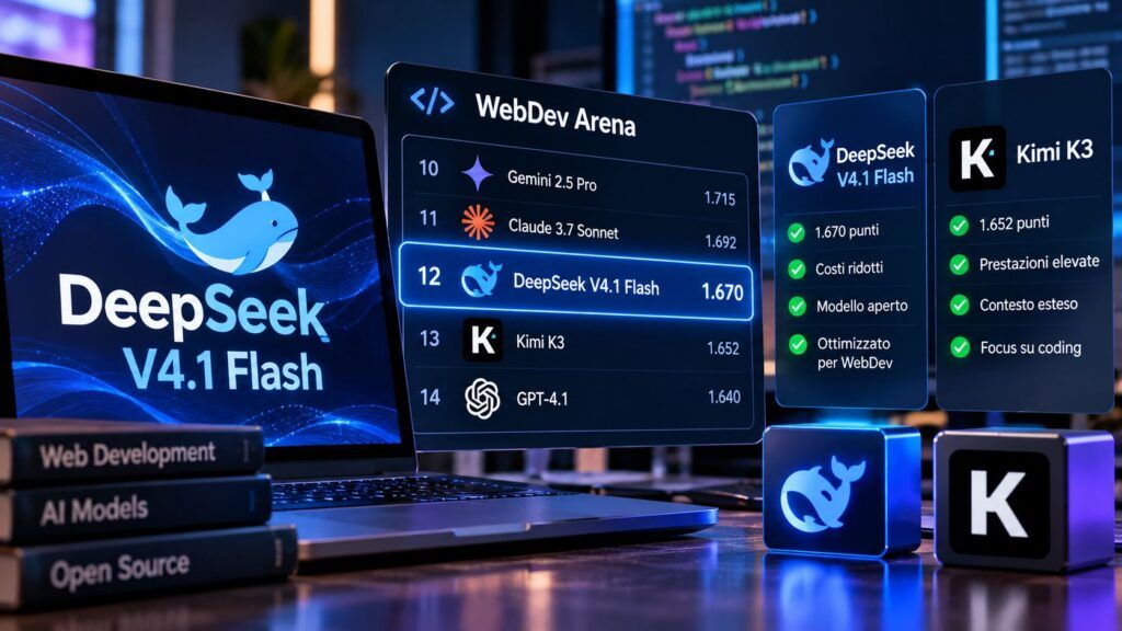 DeepSeek V4.1 Flash guida i modelli aperti nella WebDev Arena 2 Confronto AI nel WebDev Arena