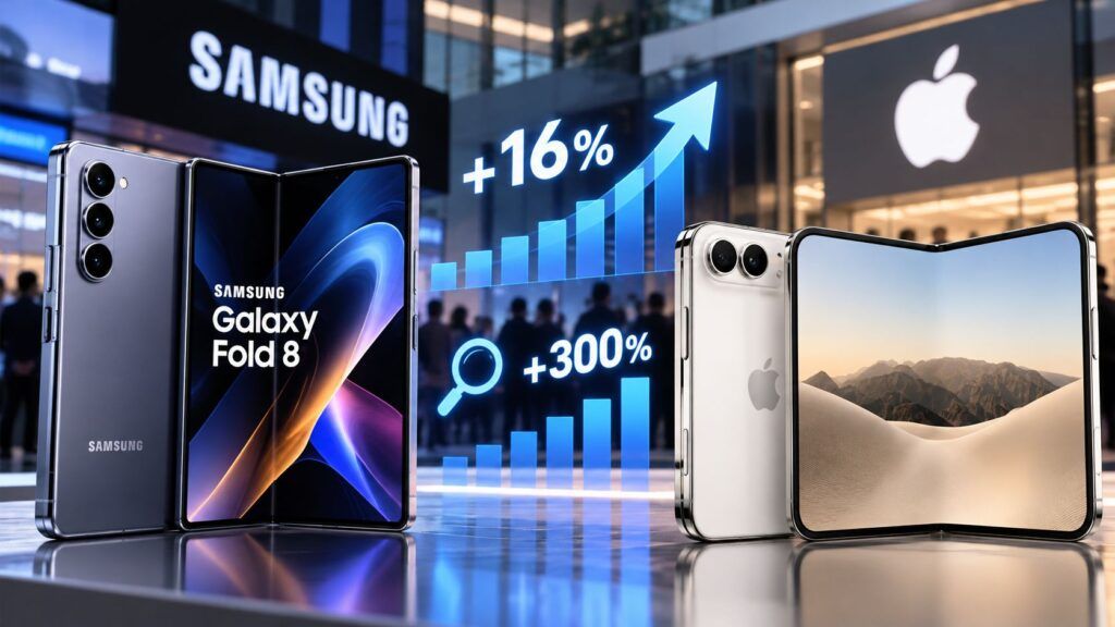 iPhone Duo spinge Samsung: Fold 8 +16% e ricerche +300% 2 Confronto Foldable Samsung e Apple in crescita