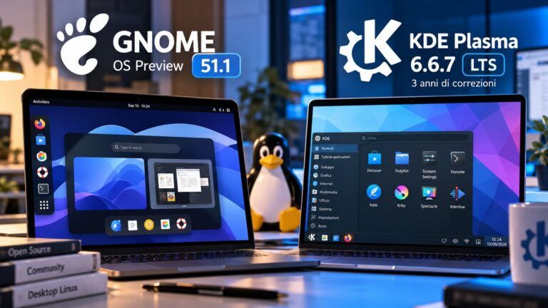 Confronto GNOME e KDE Plasma su laptop