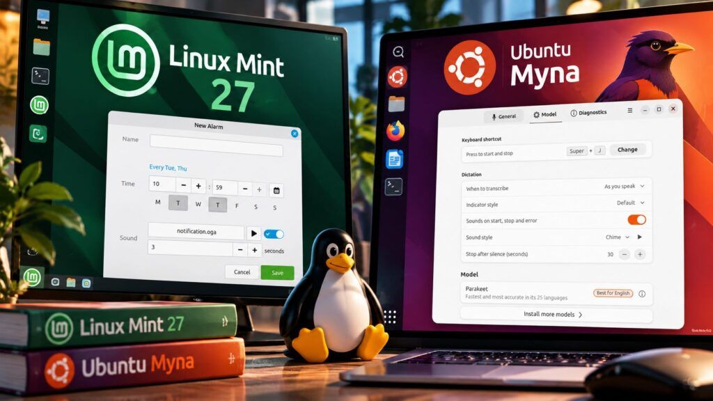 Linux desktop cambia passo: Mint 27 annuale, Ubuntu porta Myna AI locale 2 Confronto Linux Mint e Ubuntu Myna