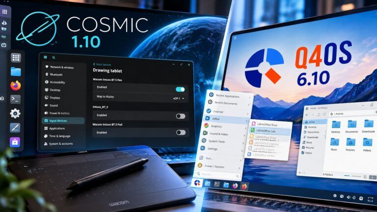 Confronto desktop COSMIC e Q4OS