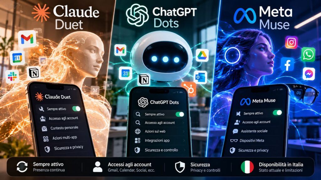 Claude Duet sfida ChatGPT Dots e Meta Muse: chi controlla i tuoi account? 2 Confronto tra Claude ChatGPT e Meta AI