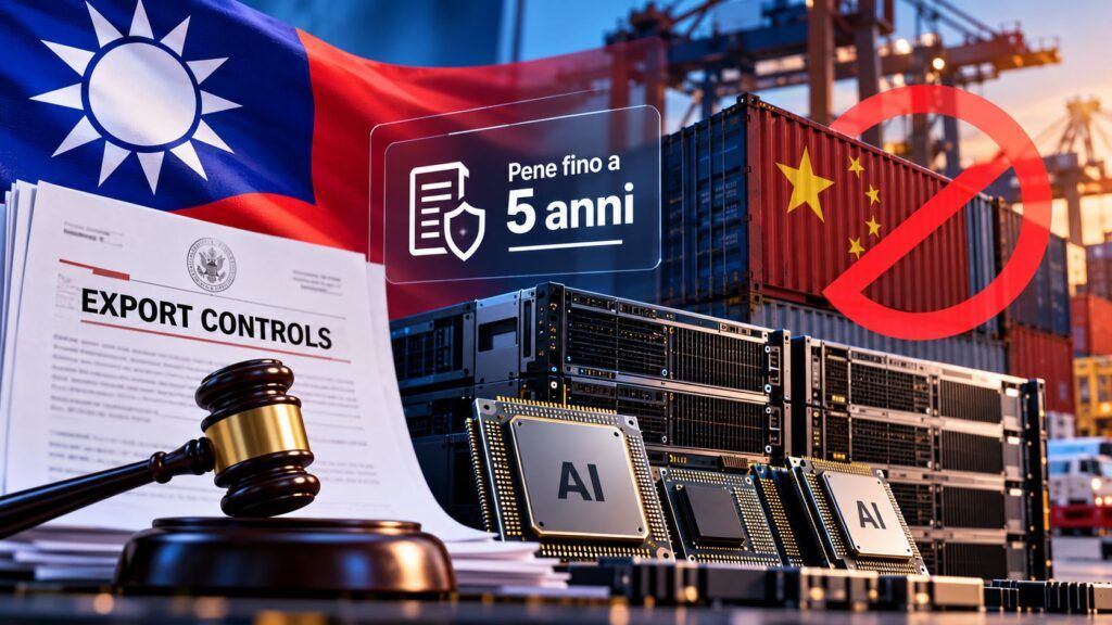 Taiwan prepara fino a 5 anni di carcere per i server AI diretti in Cina 2 Controlli sulle esportazioni e chip AI