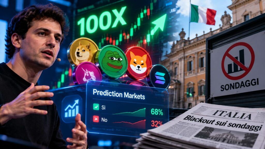 Polymarket sfida la crypto 100x: le probabilità diventano mercato 2 Crypto e sondaggi blackout in Italia