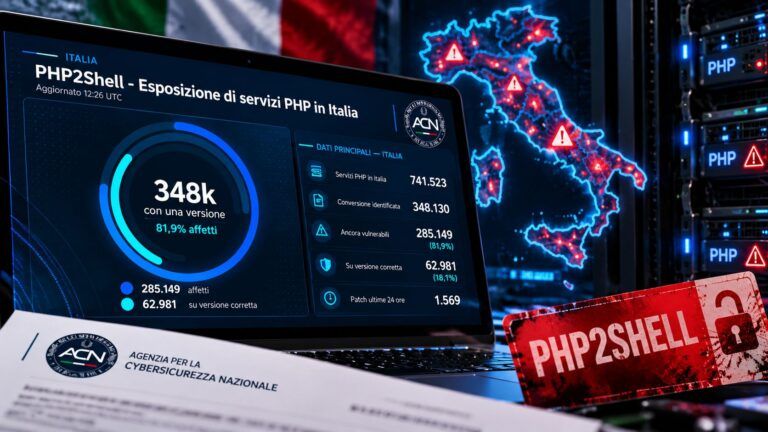 Dashboard PHP2Shell Allerta Cyber in Italia
