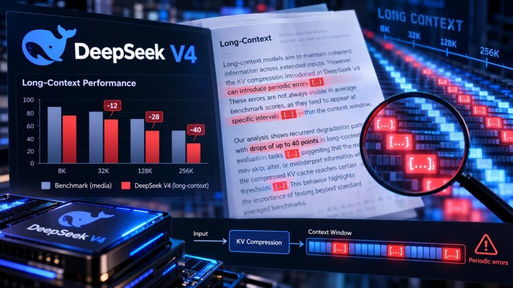 DeepSeek V4, la compressione KV crea punti ciechi fino a 40 punti 2 Degrado della performance nei contesti lunghi