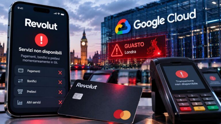 Disservizi Revolut guasto cloud a Londra