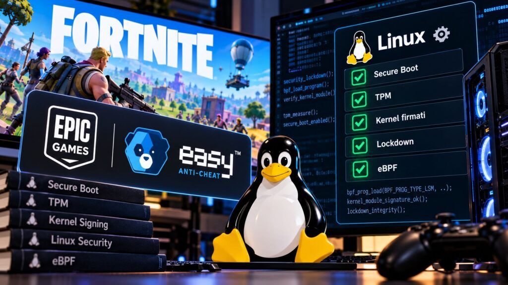 Epic porta Easy Anti-Cheat V2 su Linux: Fortnite chiede Secure Boot e TPM 2 Fortnite e Linux sicurezza gaming