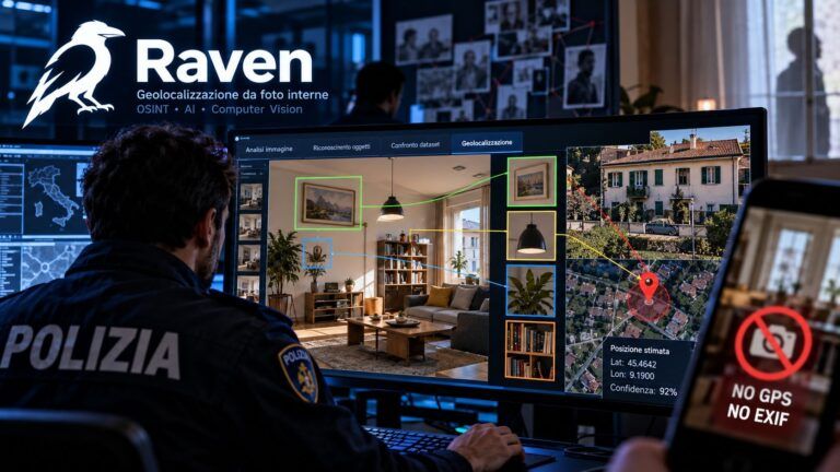 Indagine Raven geolocalizzazione da foto interne