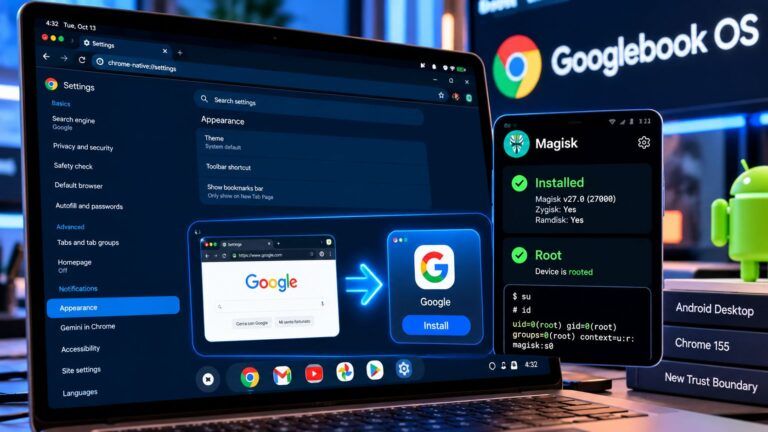 Interfaccia Googlebook OS con Magisk Root