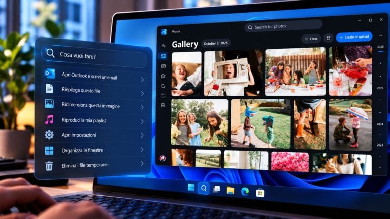 Interfaccia Windows 11 con galleria fotografica unerquicklich
