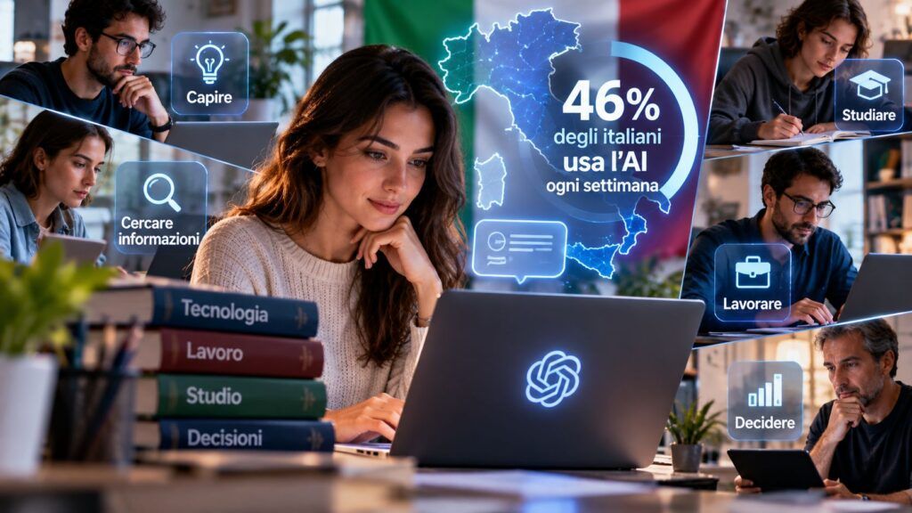 Quasi un italiano su due usa l’AI ogni settimana: ecco cosa le chiede davvero 2 Italiani e intelligenza artificiale quotidiana