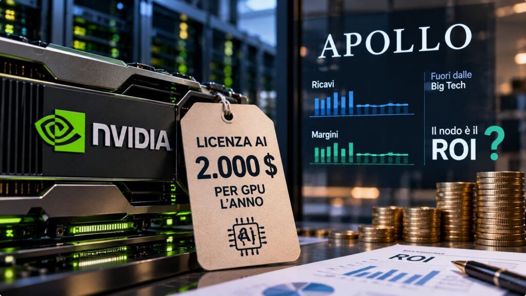 Nvidia punta a 2.000 dollari per GPU, Apollo non vede ritorni dall’AI 2 Licenza AI GPU e ROI