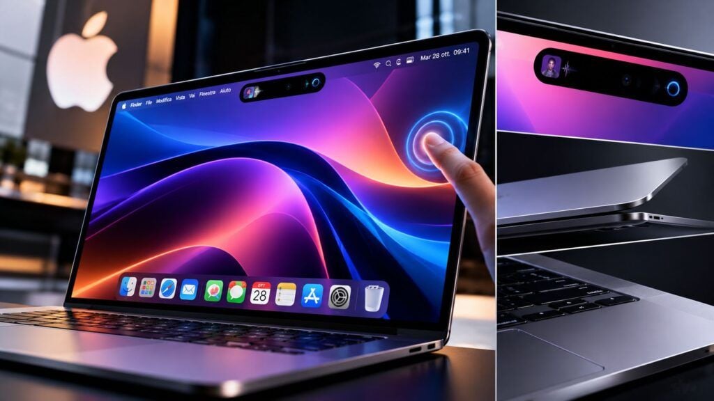 MacBook Pro OLED touch verso il 27 ottobre: Apple rompe l’ultimo tabù 2 MacBook OLED tra onde neon e dettagli premium