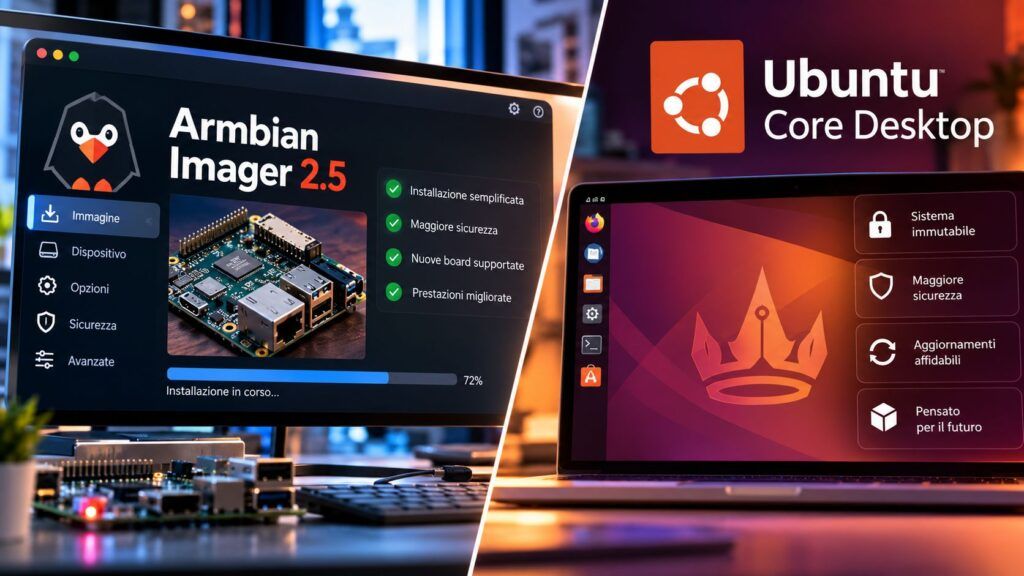 Armbian Imager 2.5 e Ubuntu Core Desktop: Linux cambia modello 2 Montaggio tecnologico Armbian e Ubuntu