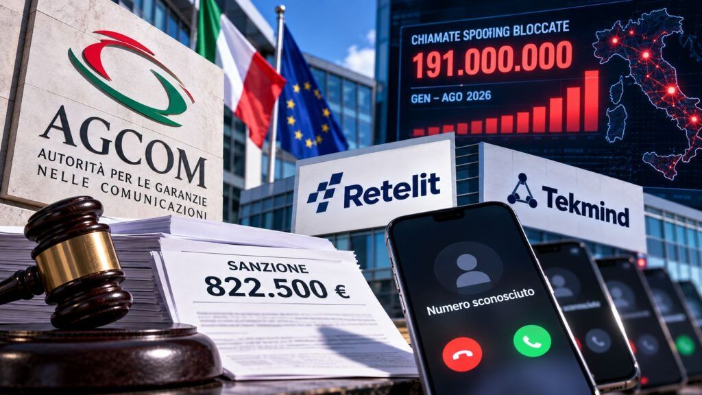 AGCOM multa Retelit e Tekmind: 191 milioni di chiamate spoofing bloccate 2 Multa AGCOM e chiamate spoofing bloccate
