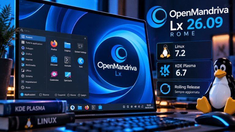 OpenMandriva Lx 26.09 Setup Linux futuristico