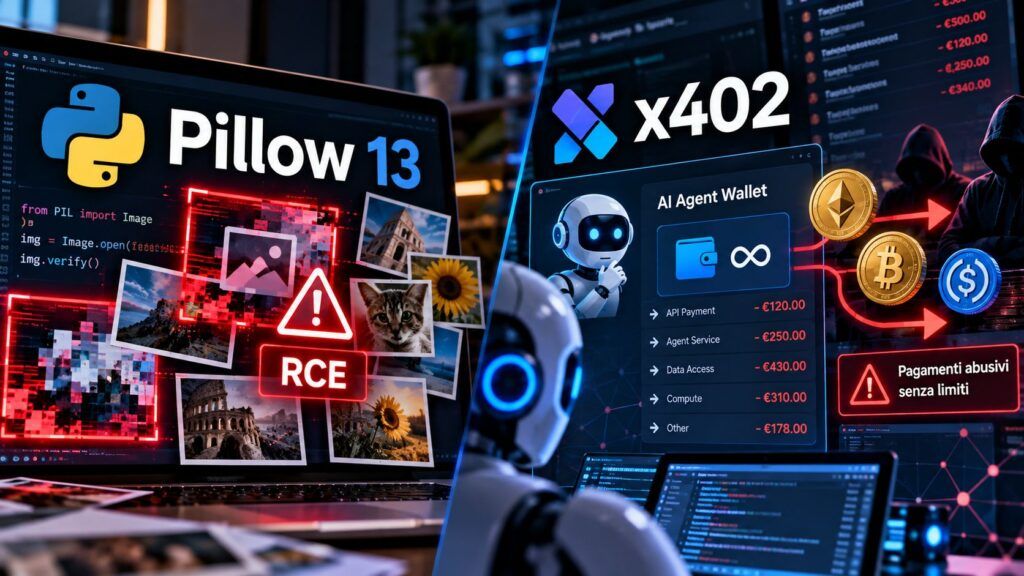 Pillow 13 corregge RCE, x402 espone i wallet degli agenti AI 2 Pillow 13 e pagamenti AI sotto attacco