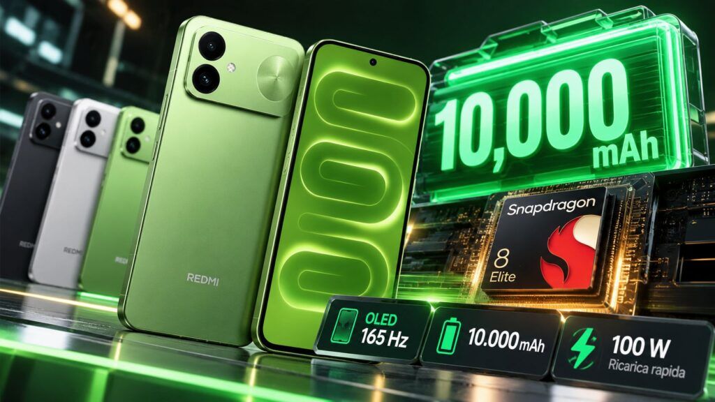 Redmi K100 ufficiale: batteria da 10.000 mAh e Snapdragon 8 Elite 2 Potenza Redmi 10.000 mAh e Snapdragon 8 Elite
