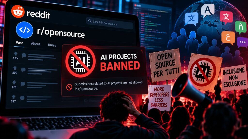 Reddit r/opensource vieta progetti AI e utenti non anglofoni: è rivolta 2 Protesta digitale per lopen source