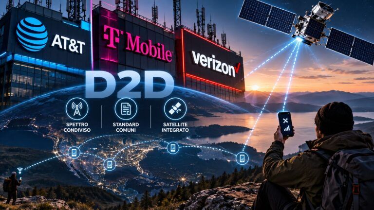 Rete D2D satellitare sul paesaggio