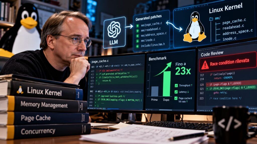 Linus Torvalds usa l’AI sul kernel Linux: 23 volte più veloce, ma la review trova una race 2 Revisione del kernel Linux con IA