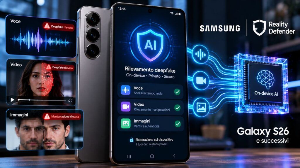 Samsung prepara i Galaxy contro i deepfake con Reality Defender 2 Rilevamento deepfake su Galaxy S26