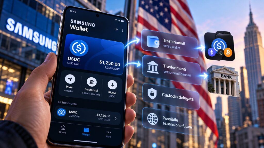 Samsung Wallet e trasferimenti USDC in citta
