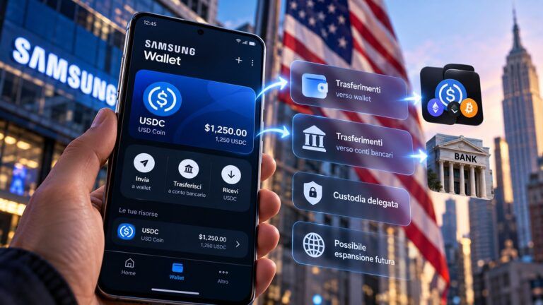 Samsung Wallet e trasferimenti USDC in citta